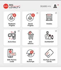 Aside from flights, big points can be earned through using an airasia credit card, big pay, online shopping, car rentals, competitor program points. Show Me Your Air Asia Bigpoint
