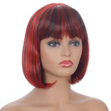 Rövid Bob paróka teljes frufruval Természetes fekete vörös barna szőke  szintetikus parókák nőknek mindennapos Cosplay Lolita haj hőálló parókák  vásárolj 6677-tól