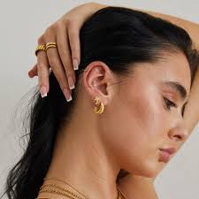 Annie Apple Milly Sterling Silver, Gold Vermeil, Croissant Hoop Earrings