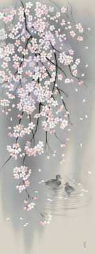 Japanese Tenugui Cotton Fabric Cherry Blossoms Bird Sakura Flower Hand Dyed Fabric Art Wall Home Decor Scarf Spring Wall Decor H566 Spring Wall Decor Cherry Blossom Art Hanging Wall Art