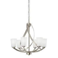 Xilicon dining room lighting fixtures hanging farmhouse brushed nickel 3 light modern pendant lighting contemporary chandeliers with glass shade for living dining room bedroom kitchen island. Nickel Chandeliers At Lowes Com