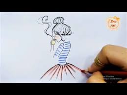 رسم سهل فتاه تشرب قهوة بخطوط بسيطه للمبتدئين youtube girl drawing drawings art