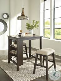 Rokane Light Brown 3 Piece Counter Height Dining Table Set In 2020 Counter Height Dining Table Set Small Apartment Table Dining Table Small Space