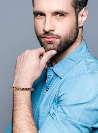 COAI Fleur De Lis Black Obsidian Mens Stone Beaded Bracelet : Amazon.co.uk:  Fashion