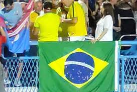 Bandeira e camisa do Brasil chamam atenção na Sapucaí em noite de Lula