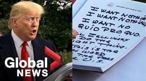 Trump Reads Notes On Impeachment Hearings I Want No Quid Pro Quo Youtube