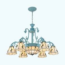 Sometimes, colorful crystals or stones are also used on the shades, which are finished in a number of different colors. Tiffany Style Rustic Pendant Light Dome Cone 9 Lights Glass Metal Chandelier For Dining Room Takeluckhome Com