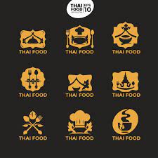 Modern Thai Food Gold Logo Template For Culinary Business And Corporate Text Logo Design Thai Recipes Logo Templates