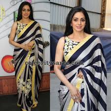 Black And White Striped Saree Blouse Exclusive Collection Of Indian Celebrity Sarees And Designer Blouses Indian Saree Blouses Designs Trendy Sarees Saree Look