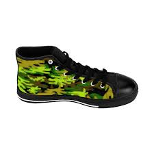 Black And Green Sneakers Black Green Men S Camo Sneakers Camouflage Military Print Men S High Top Sneakers In 2020 Men S High Top Sneakers Womens High Top Sneakers Sneakers Men Fashion