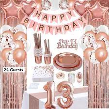 Fast shipping and orders $35+ ship free. Buy Jsn Party 13th Birthday Decorations For Girls 13 Years Gold Rose Gold Birthday Party Supplies Birthday Banner Table Runner Curtains 13 Cake Topper Plates Cups And Much More For 24 Guest