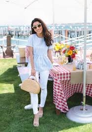 Bow Seersucker Top At Nantucket Wine Food Festival Extra Petite Summery Outfits Seersucker Top Picnic Outfits