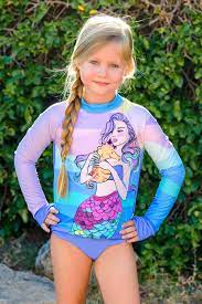 Estina Mermaid Rash Guard Swimsuit Set In 2021 Girls Swimsuits Kids Little Girl Swimsuits Swimwear Girls