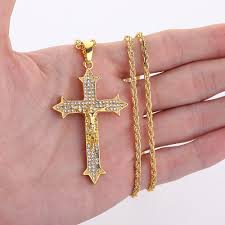 Diamond necklace sets diamond bangles diamond bracelets. Jesus Cross Necklace Women Cross Pendant Crucifix Crystal Necklace Men Chain Necklaces Aliexpress
