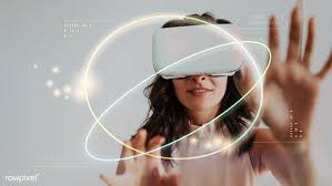 Download Premium Illustration Of Happy Woman Enjoying A Vr Headset Mockup Happy Women Vr Headset Design Mockup Free