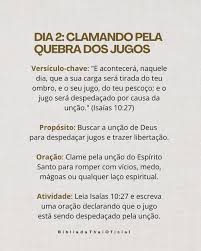 Propósito de jejum 03 dias !! “Quebrando jugos e libertando corações”  📍Iniciaremos dia 29 á 31 de dezembro, das 7h da manhã às 12 horas .  👉🏼Que este jejum seja um marco
