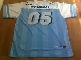 fubu t shirt blue jersey vintage of 90s hip hop clothing