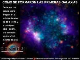 CÓMO SE FORMARON LAS PRIMERAS GALAXIAS** Sextans A y ESO 146-G14 son  ejemplos de cómo eran las galaxias durante los primeros mil millones de  años después del Big Bang Un grupo