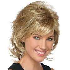 Short Wavy Wigs with Bangs Mixed Blonde