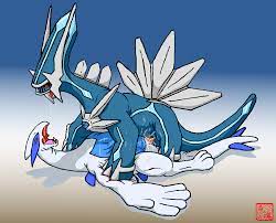 all fours blood crying cum cum in pussy cum inside dialga dragon  soul e erection female feral gore lugia male open mouth orgasm penetration  penis plain background pokemon pussy