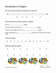 This includes, but is not limited to exponents, factoring, fraction operations, length sixth grade worksheets focus on relevant skills for ten and eleven year olds. Introduction To Integers Worksheet Education Com Integers 6th Grade Worksheets Math Examples
