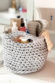 Diy crochet bathroom door organizer. Crochet Basket Pattern Easy Quick Handy Little Me