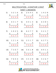 Math Worksheets Printable Multiplication 4 Digits By 1 Digit 1ans Printable Multiplication Worksheets Free Printable Math Worksheets Multiplication Worksheets