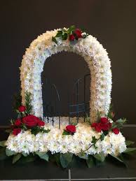 Gates Of Heaven A Traditional Tribute Funeral Floral Arrangements Flower In 2020 Funeral Flower Arrangements Church Flower Arrangements Funeral Floral Arrangements