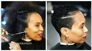 Fade for natural coiled hair. Short Afro Hairstyles For Women Cut By Step The Barber Atlanta Youtube