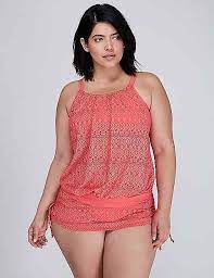 Crochet Blouson Swim Tank With Built In No Wire Bra Lane Bryant Tankini Swim Tops Beach Outfit Women Crochet Swimsuits