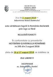 Urmeaza ziua principatelor romane (24 ianuarie), iar apoi pastele (6, 8 aprilie si 9 urmeaza ziua copilului (1 iunie), adormirea maicii domnului (15 august) si sfantul andrei (30 noiembrie). Zile Libere Declarate Prin Lege OraÈ™ul Curtici