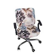 Office Chair Covers Spandex Computer Chair Slipcover Flower Printed Removable Rotating Chair Covers Stret Slipcovers For Chairs Office Chair Cover Chair Covers