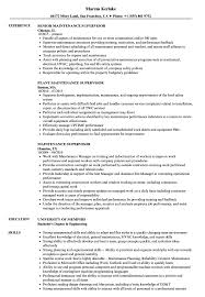maintenance supervisor resume samples