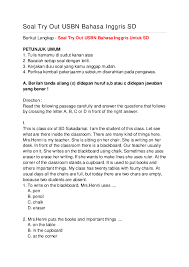 Maybe you would like to learn more about one of these? Doc Soal Try Out Usbn Bahasa Inggris Sd Mi Muhammadiyah Walik Academia Edu