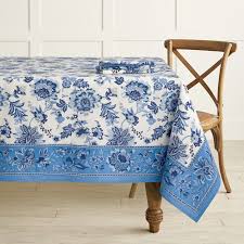 Typically tablecloths are made of cotton or other natural fibres, or fabrics made from man made or synthetic fibres. Jaipur Blue White Floral Print Tablecloth Katie Considers