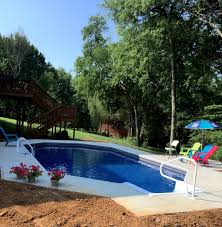 Pool And Spa Depot 17 X 31 Steel Wall Grecian Pool Blue Hampton Liner Pattern Bull Nose Coping Broom Finished Concrete Decking W Spa Pool Pool Simple Pool