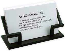 Black leather look desk business card holder. Buy Artsondesk Modern Art Business Card Holder Bk301 Steel Black Patented Desk Accessory Name Card Stand Case Plate Display Office Organizer Christmas Gift Holiday Valentines Day Graduation Present Online In Indonesia B01lwa86pt