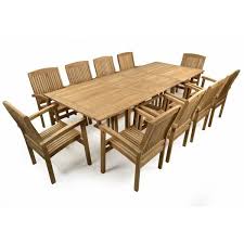 Brackenstyle Rockingham 10 Seat Double Extending Teak Dining Set Outdoor Furniture Sets Wooden Garden Table Garden Dining Set