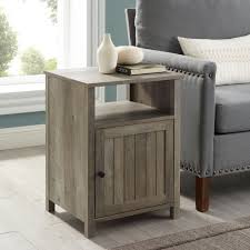 Modern Open Shelf Single Door Grey Wash End Table By Manor Park Walmart Com In 2020 Big Lots Furniture Single Doors Open Shelving