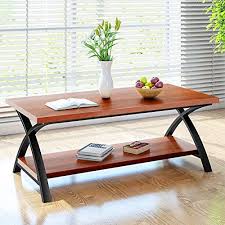Little Tree 48 Coffee Table With Lower Storage Shelf And Xshaped Metal Frame For Living Room Walnut Visit The Image Link M Coffee Table Table Home Furniture