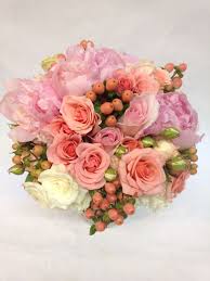 This chic arrangement includes thistle and viburnum berries in muted. Pinkberry Bridal Bouquet In San Francisco Ca Flowers Of The Valley