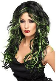 Black And Green Wig Black And Green Wig Green Wig Halloween Wigs Costume Wigs