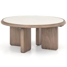 Setter Modern Classic White Marble Tabletop Brown Wood Coffee Table In 2020 Coffee Table Wood Round Coffee Table Coffee Table