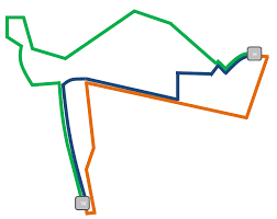 Blue Is The Fastest Route From Home To Work And Back Orange And Green Are The Routes I Take To And From Work Respectively To Max Pokemon Go Poke Stops Pokemon