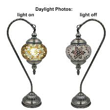Silver Fever Handcrafted Mosaic Turkish Lamp Moroccan Glass Table Desk  Bedside Light Bronze Base with E12 Bulb Golden Star of David Lattern