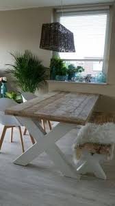 Tafel Kruispoot Wit Onder Stel 1 Mesas De Comedor Mesas De Comedor Industriales Mesas De Pallets