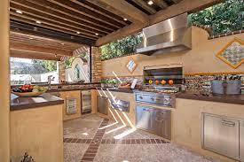 Mediterranean Outdoor Kitchen With Stainless Grill Outdoor Kitchen Outdoor Kitchen Lighting Outdoor Kitchen Design