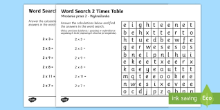Multiplication 2 Times Table Word Search Activity English Polish