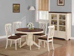 Furniture Simple Dark Brown Round Wooden Dining Table With White Leg And 4 White Di Dining Room Table Set Dining Room Furniture Sets Round Wooden Dining Table
