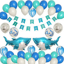 This is the 4th most elaborate party i have made decorations for and decorated, the theme was ocean and the color theme, mint, coral, creme and silver.if. Buy Jaykids Shark Balloons Ocean Theme Party Supplies Blue Ocean Pool Party Decorations For Boys Kids Birthday Tattoo Shark Foil Balloons Banner Balloon Online In Taiwan B07r18r2fb